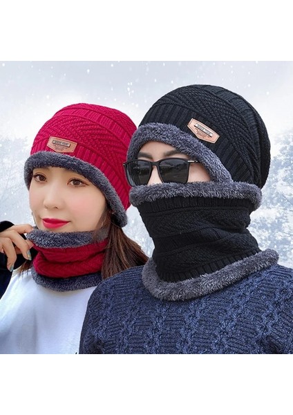 Cap And Scarf-Black Style Kışlık Şapkalar Erkek Şapka Örme Sıcak Balaclava Outdoor Bere Eşarp Seti (Yurt Dışından) fiyatları