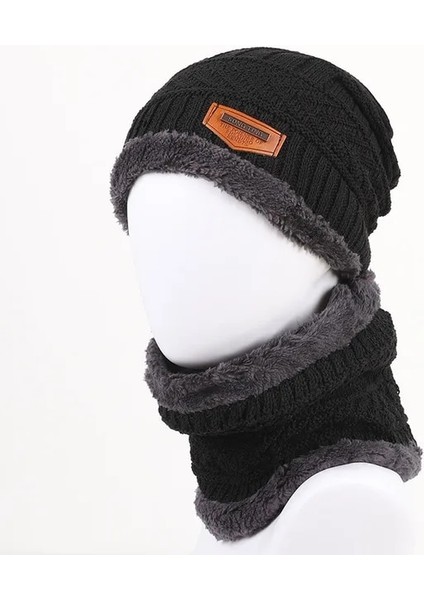 Cap And Scarf-Black Style Kışlık Şapkalar Erkek Şapka Örme Sıcak Balaclava Outdoor Bere Eşarp Seti (Yurt Dışından) fırsatları