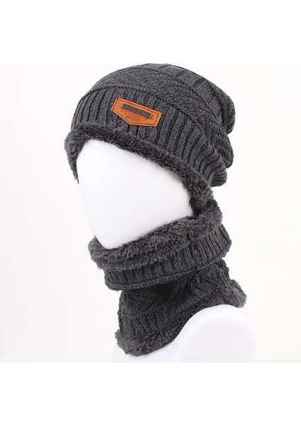Cap And Scarf-Black Style Kışlık Şapkalar Erkek Şapka Örme Sıcak Balaclava Outdoor Bere Eşarp Seti (Yurt Dışından) indirimleri