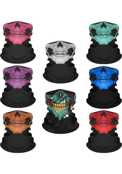 E723419A Stili Tek Boyut Skull Print Bandana Balaclava Full Face Mask Scarf Outdoor Fishing Hunting Hiking Cycling Neck Gaiter Face Cover Shield (Yurt Dışından) modelleri