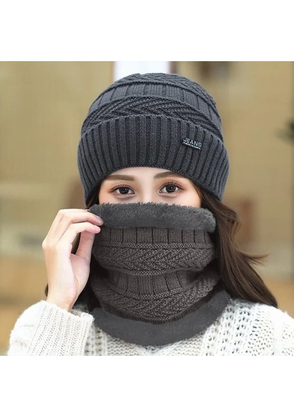 Şapka ve Eşarp C Stili BOYUT56-60CM Kadın Örme Şapka Eşarp Polar Kap Boyun Isıtıcı Kış Şapka Kadınlar Için Skullies Kasketleri Erkekler Için Sıcak Balaclava Yüz Maskesi (Yurt Dışından)