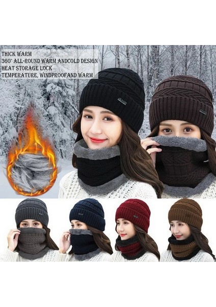 Şapka ve Eşarp C Stili BOYUT56-60CM Kadın Örme Şapka Eşarp Polar Kap Boyun Isıtıcı Kış Şapka Kadınlar Için Skullies Kasketleri Erkekler Için Sıcak Balaclava Yüz Maskesi (Yurt Dışından)