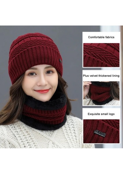 Şapka ve Eşarp C Stili BOYUT56-60CM Kadın Örme Şapka Eşarp Polar Kap Boyun Isıtıcı Kış Şapka Kadınlar Için Skullies Kasketleri Erkekler Için Sıcak Balaclava Yüz Maskesi (Yurt Dışından)