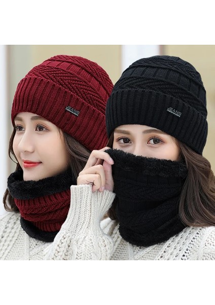 Şapka ve Eşarp C Stili BOYUT56-60CM Kadın Örme Şapka Eşarp Polar Kap Boyun Isıtıcı Kış Şapka Kadınlar Için Skullies Kasketleri Erkekler Için Sıcak Balaclava Yüz Maskesi (Yurt Dışından)