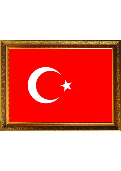40 x 60 cm Yaldızlı li Türk Bayrak Portre Tablo