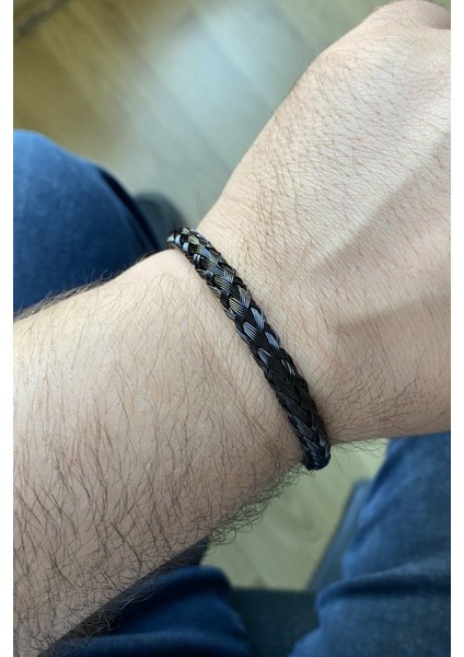 Tel Örgü Model Kelepçe Unisex Çelik Bileklik Bilezik SCB21