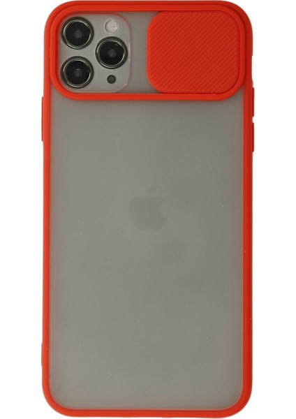 Iphone 11 Pro Max Kılıf Palm Buzlu Kamera Sürgülü Silikon - Kırmızı 300099