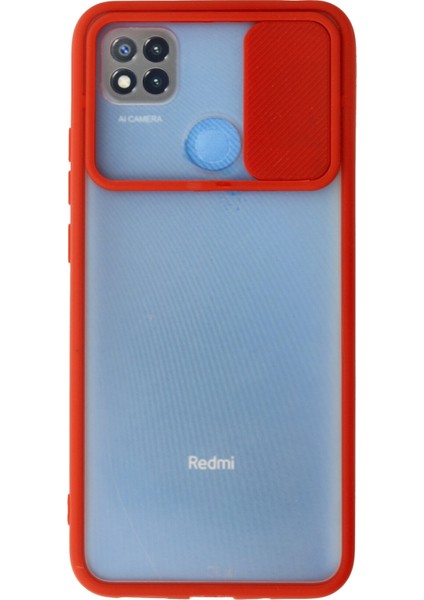 Xiaomi Redmi 9c Kılıf Palm Buzlu Kamera Sürgülü Silikon - Kırmızı 300099