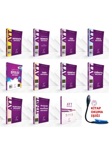 AYT Tüm Dersler Soru Bankası Kazandıran Muhteşem Set - Deneme - Kitap Okuma Işığı
