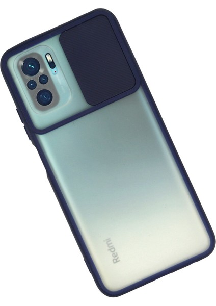 Xiaomi Redmi Note 10S Kılıf Palm Buzlu Kamera Sürgülü Silikon - Lacivert 300099