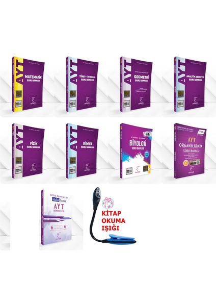 AYT Sayısal Tüm Dersler Soru Bankası Süper Set - 6’lı Deneme - Kitap Okuma Işığı