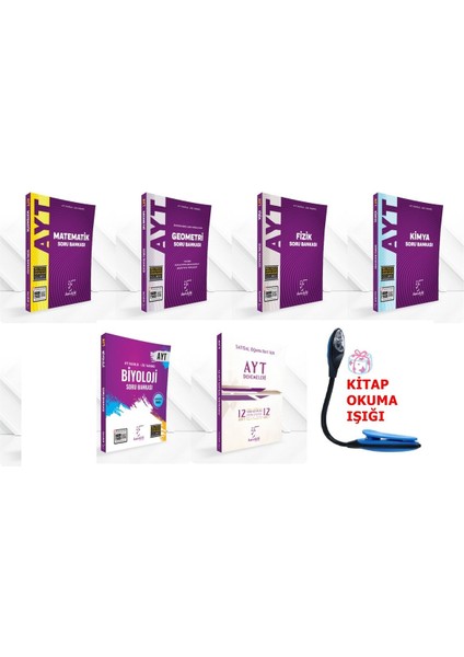 AYT Sayısal Tüm Dersler Soru Bankası Süper – Muhteşem Set - 12'li Deneme - Kitap Okuma Işığı