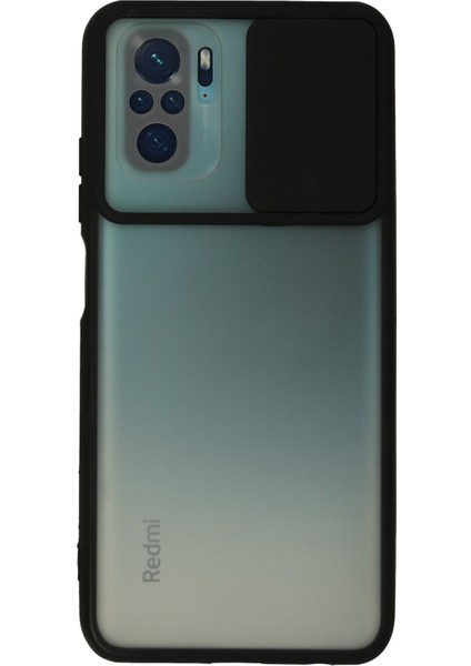 Xiaomi Redmi Note 10S Kılıf Palm Buzlu Kamera Sürgülü Silikon - Siyah 300099