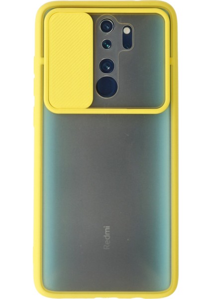 Xiaomi Redmi Note 8 Pro Kılıf Palm Buzlu Kamera Sürgülü Silikon - Sarı 300099