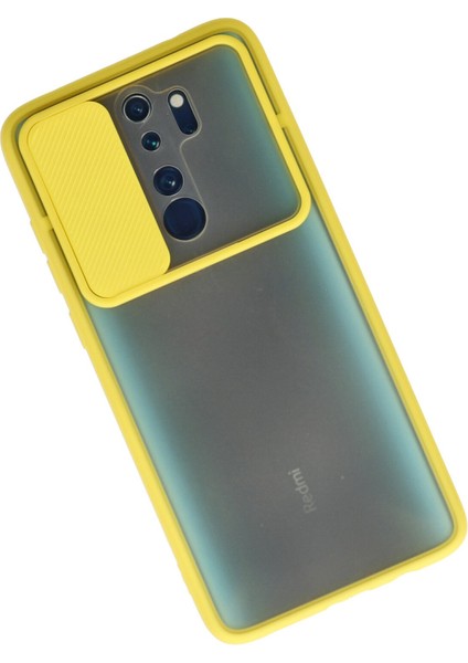 Xiaomi Redmi Note 8 Pro Kılıf Palm Buzlu Kamera Sürgülü Silikon - Sarı 300099