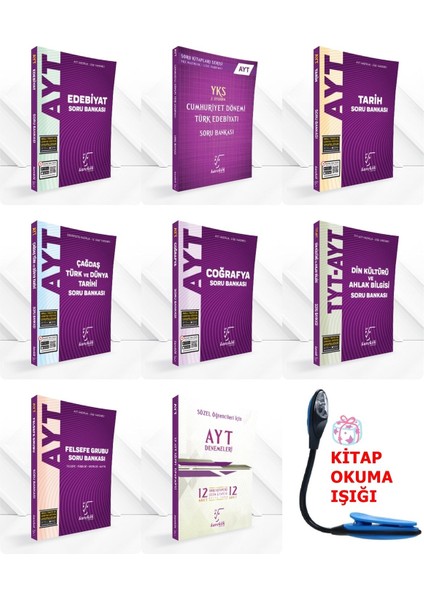 AYT Sözel Tüm Dersler Soru Bankası Kazanım Soruları - 12'li Deneme - Kitap Okuma Işığı