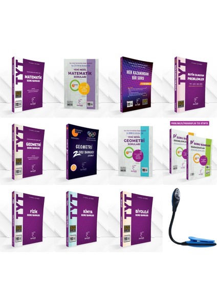 TYT Sayısal Ağırlıklı Tüm Dersler Full Tam Set Soru Bankası Set - Kitap Okuma Işığı