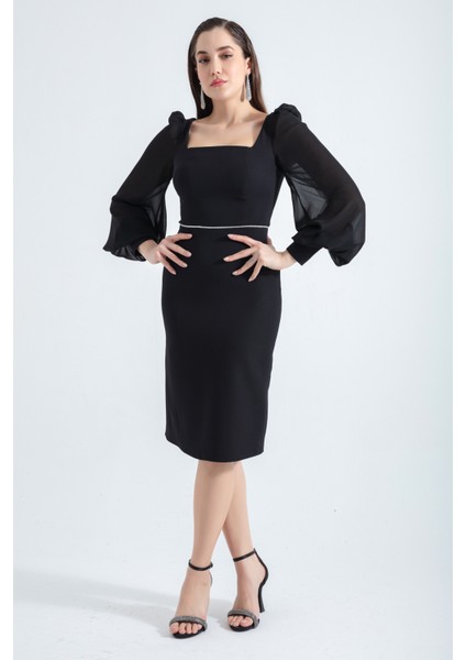 Kadın Siyah Midi Abiye Elbise fiyatları
