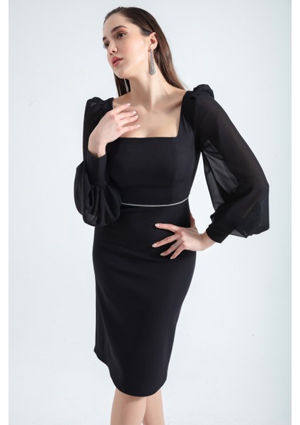 Kadın Siyah Midi Abiye Elbise modelleri