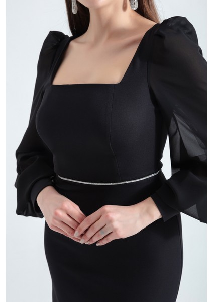 Kadın Siyah Midi Abiye Elbise fırsatları