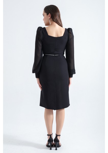 Kadın Siyah Midi Abiye Elbise indirimleri