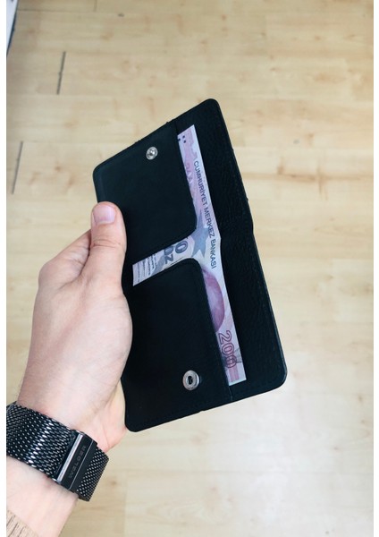 Bony Siyah Deri Kağıt Para Bölmeli Kişiye Özel Isim Baskılı Kartlık Cüzdan fırsatları