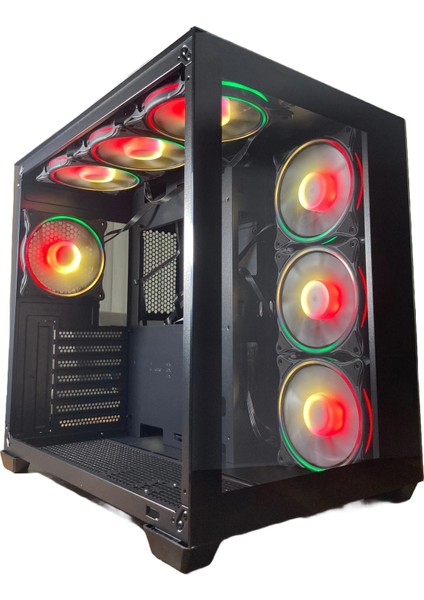 Lıquıd 7X120 mm Fanlı Rgb Kumandalı Kontrolcülü Atx Oyuncu Bilgisayar Kasası