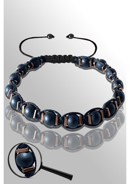 Sertifikalı Makrome 6 mm Doğal Ham Şungit ( Shungite ) Taşı Bileklik