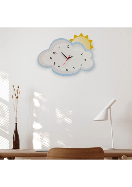 Tekno Trust Bulut Arkasında Güneş Dekoratif Çocuk Odası Duvar Saati modelleri