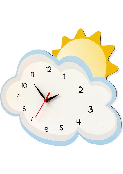 Tekno Trust Bulut Arkasında Güneş Dekoratif Çocuk Odası Duvar Saati indirimleri