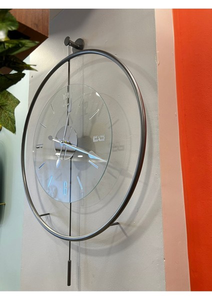 Mat gri şeffaf büyük göbek duvar saati, modern stil, 60x80 cm, şık tasarım fırsatları
