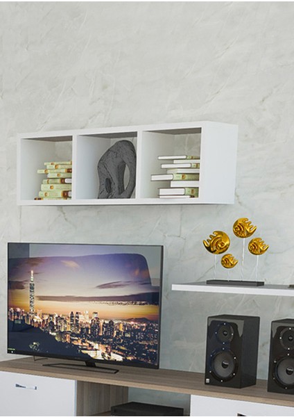 Kitaplık Duvar Rafı Tv Ünitesi Rafı