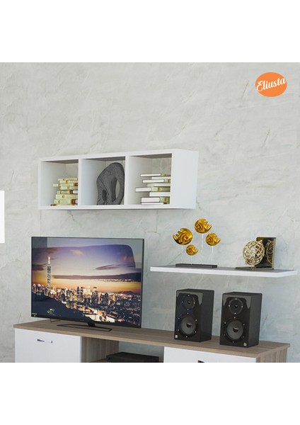 Kitaplık Duvar Rafı Tv Ünitesi Rafı