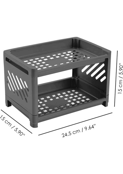 2 Katlı Mutfak Tezgah Üstü Rafı Çok Amaçlı Dolap Baharatlık Düzenleme Organizeri Antrasit indirimleri