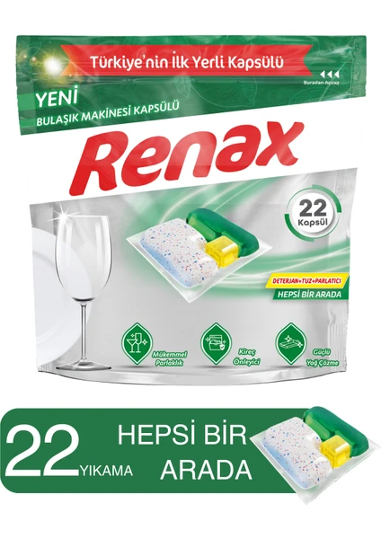 Renax Bulaşık Makinesi Kapsülü Hepsi Bir Arada 22 Li