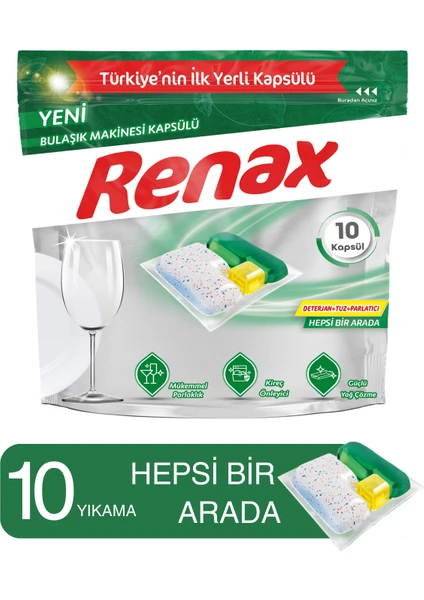 Renax Bulaşık Makinesi Kapsülü Hepsi Bir Arada 10 Lu