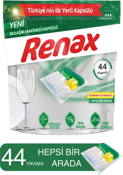 Renax Bulaşık Makinesi Kapsülü Hepsi Bir Arada 44 Lü