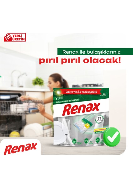 Renax Bulaşık Makinesi Kapsülü Hepsi Bir Arada 33 Lü - 6 Paket