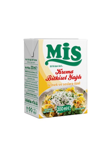 Bitkisel Yağlı Krema %20 Yağlı 200 ml