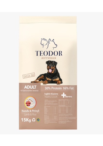 Rottweıler Adult Kuzu-Pirinçli Yetişkin Köpek Maması