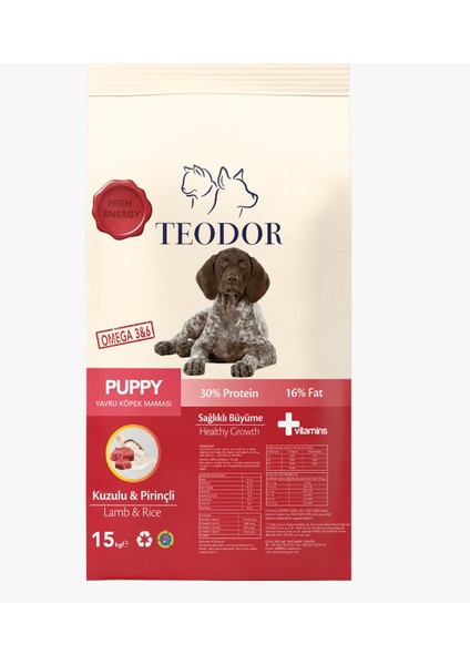 Puppy Yüksek Enerjili Kuzu-Pirinç Yavru Köpek Maması