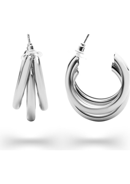 Three Hoop Silver Küpe