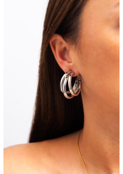 Three Hoop Silver Küpe fiyatları