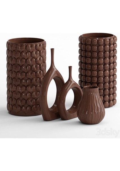 Annu Modern Vazo Seti Büyük Boy 25 cm Sert Plastik 5'li Dekoratif Modern vazo