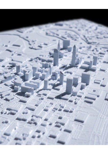 Cleveland Üç Boyutlu Şehir Silüeti Dekoratif Minimalist Duvar Tablosu Cleveland Tablo 15CM indirimleri