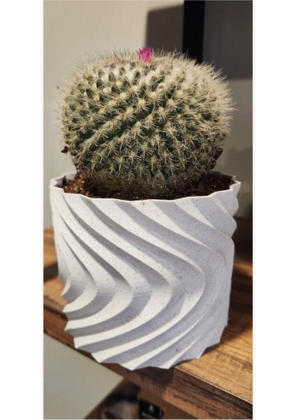 Distortion Dekoratif Vazo & Saksı Büyük Boy (Plastiktir 20 cm Çap 17 cm Yükseklik)