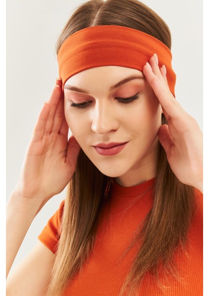 Kiremit Kadın Pamuklu Penye, Kaymaz, Terletmez, Ultra Hafif, Spor Saç Bandı Bandana Trendy Renkler