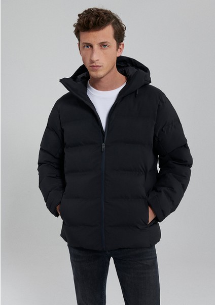 Su İtici Kapüşonlu Siyah Şişme Mont 0110313-71379 fiyatları