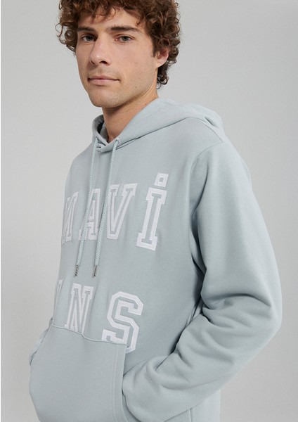 Jns Baskılı Kapüşonlu Mavi Sweatshirt 0S10087-70802