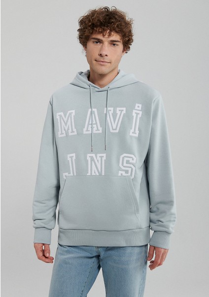 Jns Baskılı Kapüşonlu Mavi Sweatshirt 0S10087-70802